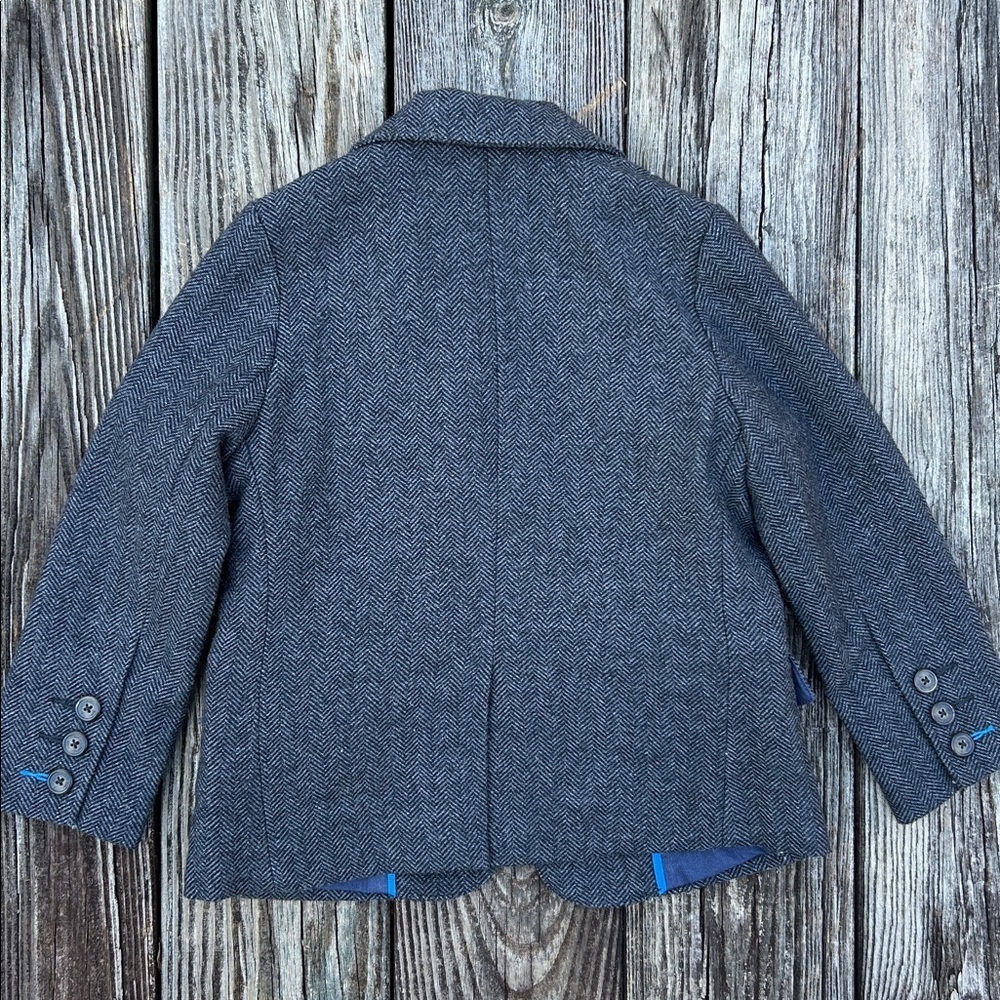 Boden Boys Gray Herringbone Blazer Jacket Blue Lined Size 4 5  school pictures - Picture 5 of 7